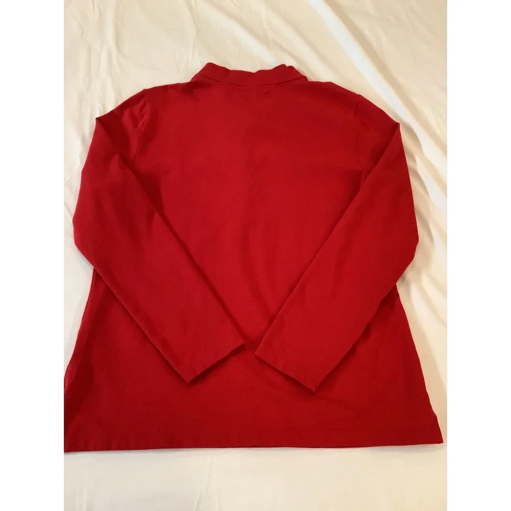 NEW Tommy Hilfiger Women's Red Long Sleeve Polo Shirt‎ Size L  Cotton Preppy